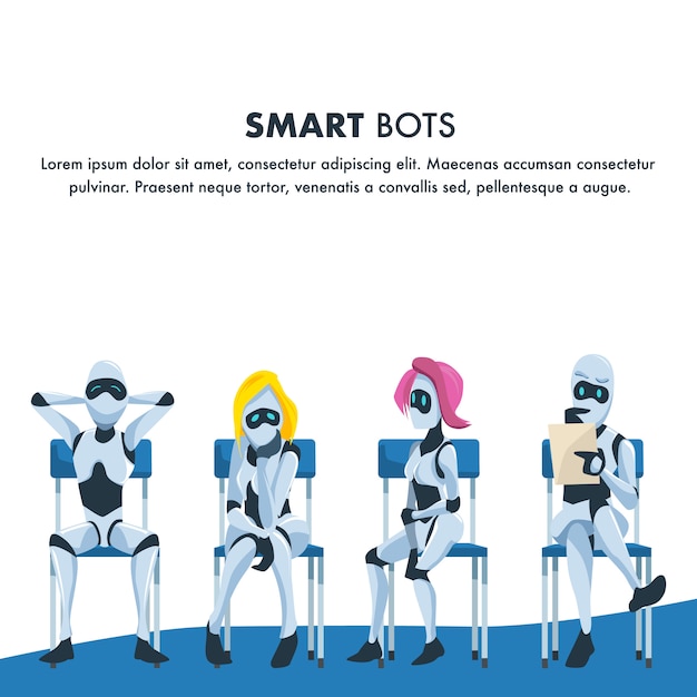 La File D'attente Du Robot Intelligent Est En Attente D'un Entretien D'embauche