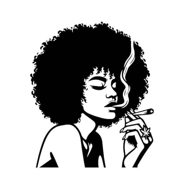 Vecteur une fille afro qui fume