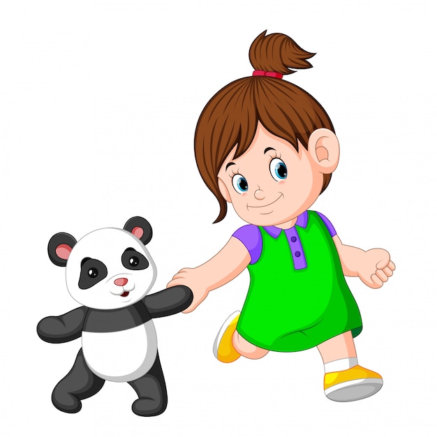 Une Fille Aime Jouer Avec Les Poupées Panda