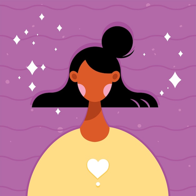 Fille aux cheveux noirs dessin animé
