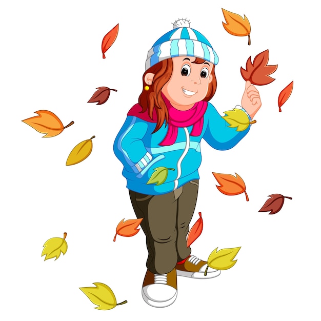 Fille Aux Feuilles D'automne