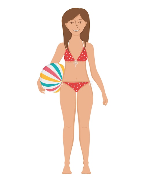 Vecteur fille avec un ballon gonflable. doodle clipart plat. tous les objets sont repeints.