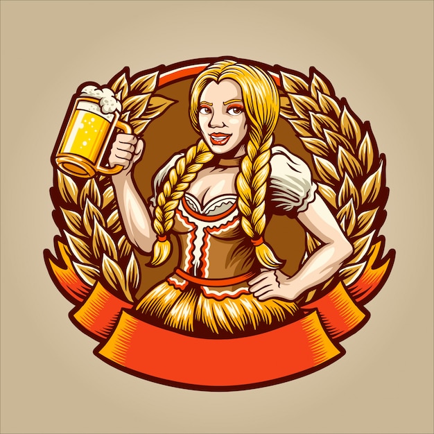 Vecteur la fille de la bière