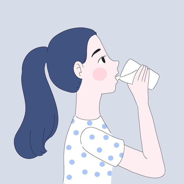 Vecteur fille boire de l'eau illustration