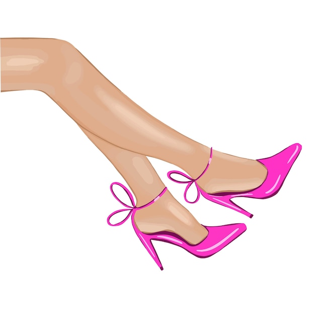 Vecteur fille en chaussures roses illustration de mode conception vectorielle