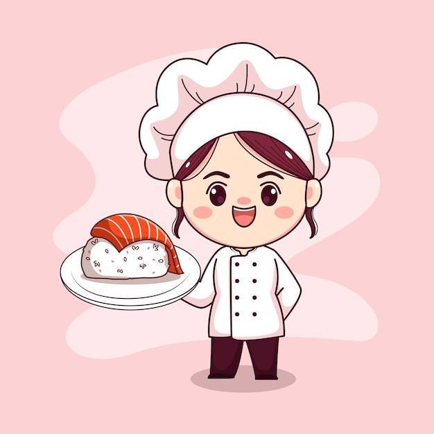 Fille Chef Avec Sushi