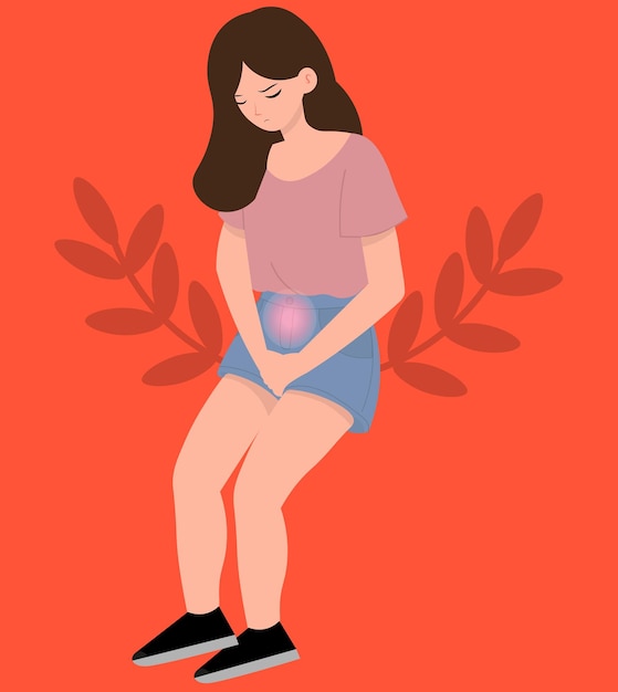 Fille avec des coliques illustration pour les arrière-plans de concepteur