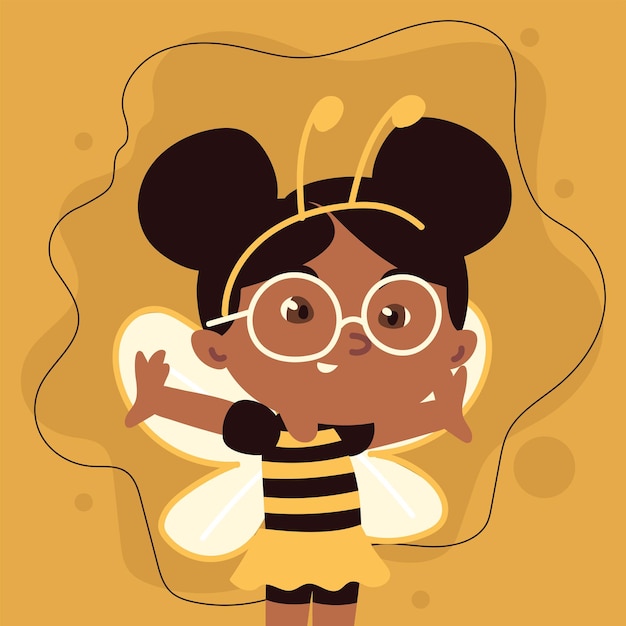 Fille en costume d'abeille