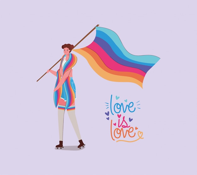 Fille avec costume drapeau lgtbi et l'amour est l'amour