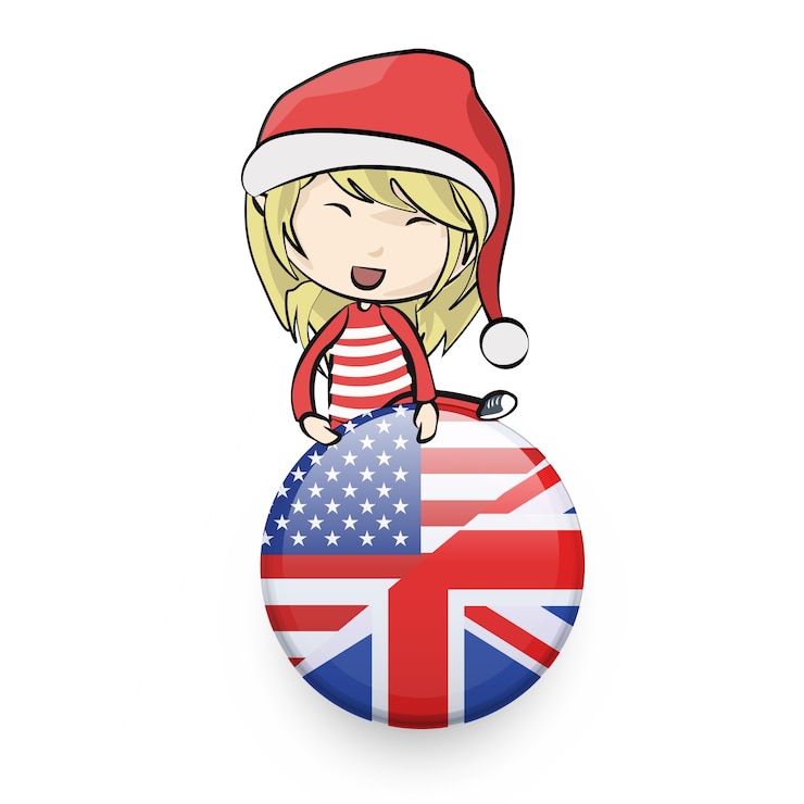 Vecteur fille avec le costume du père noël tenant un pin anglais