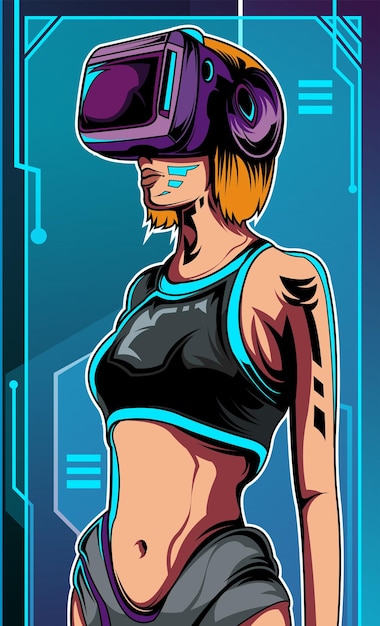 Fille Cyborg Portant Vr