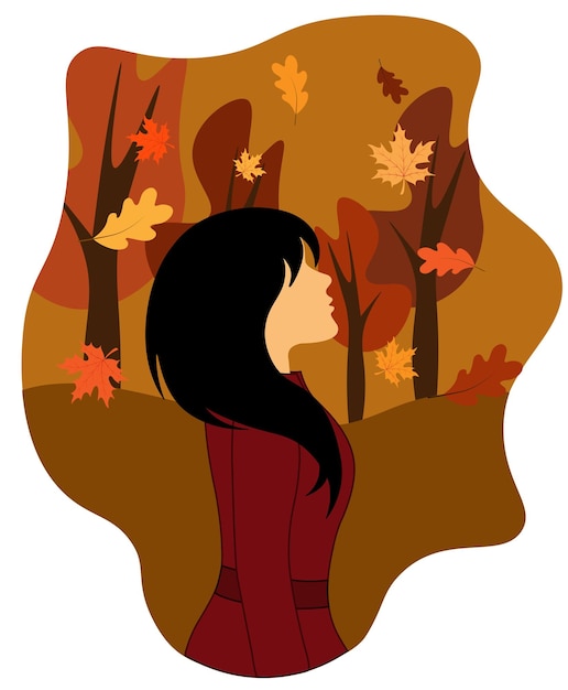 Fille Dans La Forêt D'automne