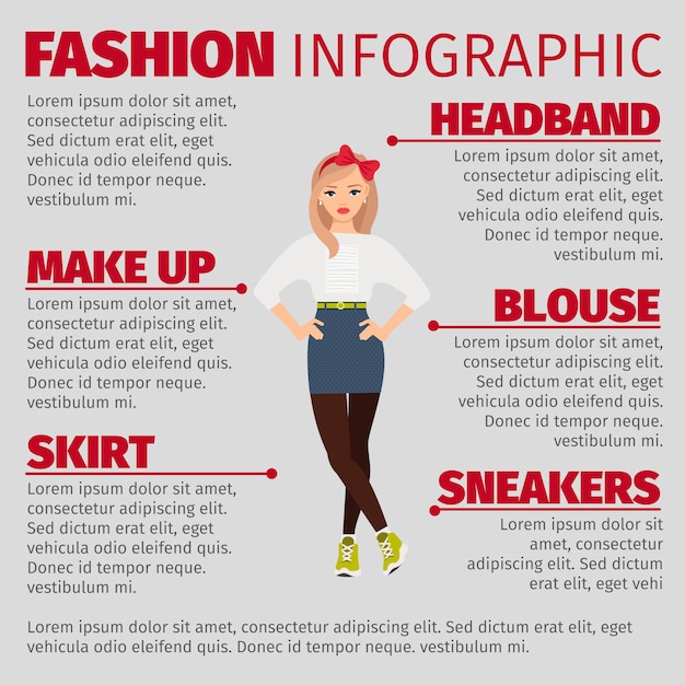 Fille Dans Le Modèle D'infographie Fashion Style Décontracté