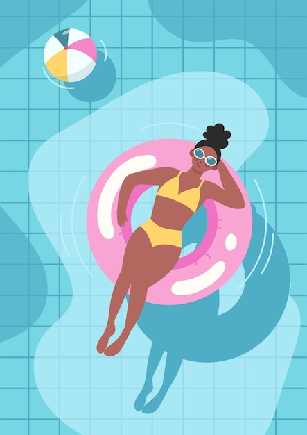 Fille dans la piscine