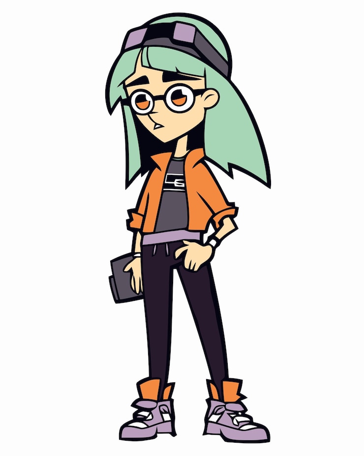 Vecteur une fille de dessin animé avec un chapeau et un livre à la main.