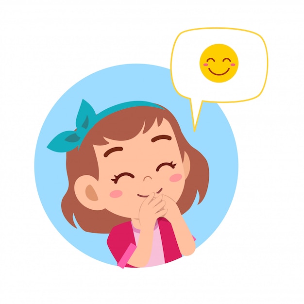 Fille Enfant Mignon Heureux Avec Expression Emoji