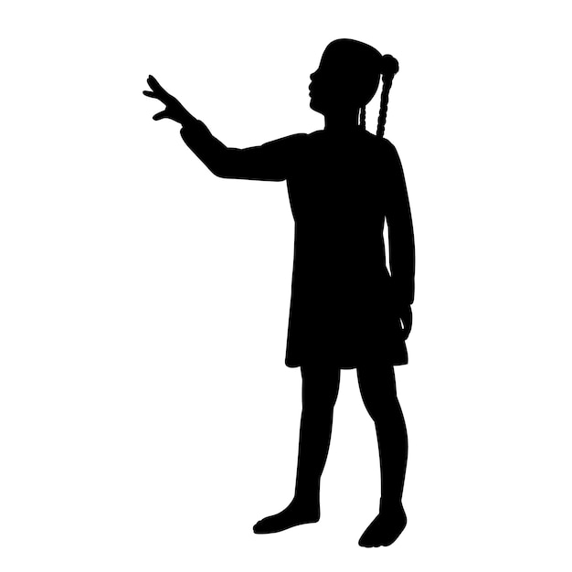 Fille Enfant Silhouette Noire Isolée Dans Une Robe