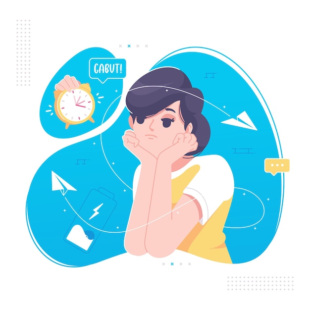fille ennuyée perdre du temps illustration