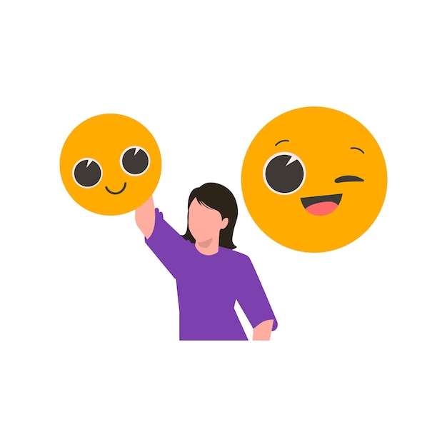 Vecteur fille envoyant des emojis