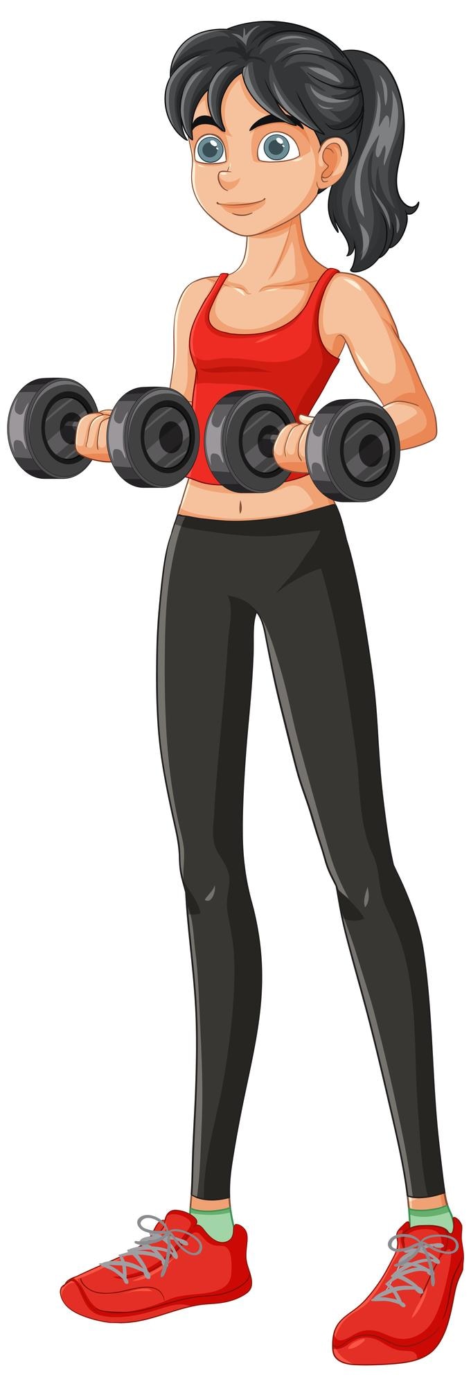 Vecteur fille de fitness soulevant des haltères