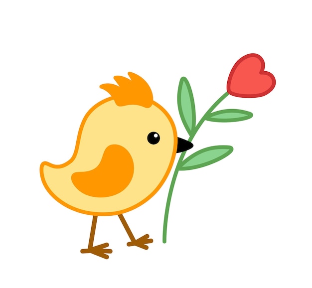 Fille avec une fleur en forme de cœur Jour de la Saint-Valentin Cartoon vecteur eps 10