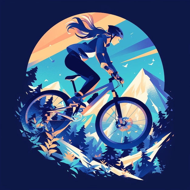 Vecteur une fille de fremont fait du monocycle alpin dans le style des dessins animés