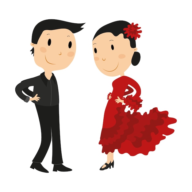 Vecteur une fille et un garçon dansant le flamenco