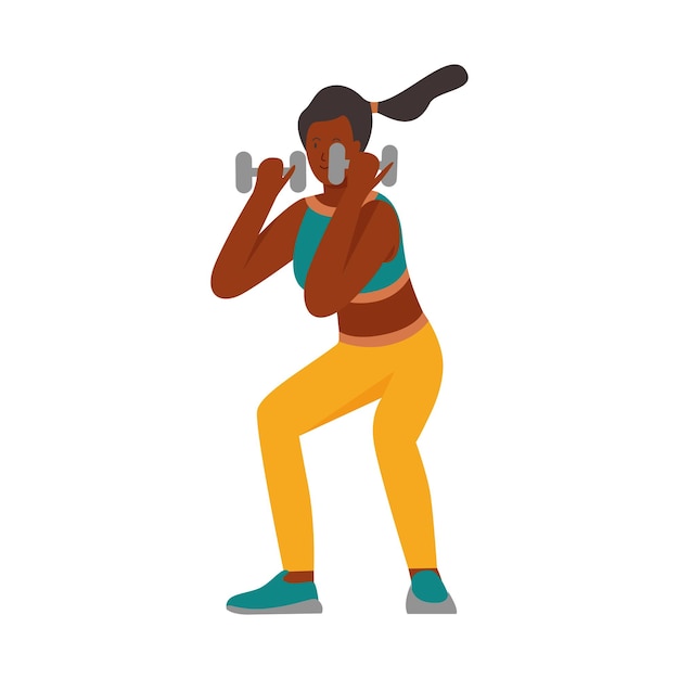Fille avec des haltères sportifs