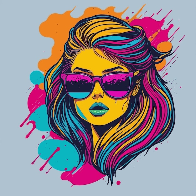 Fille d'illustration avec des lunettes de soleil