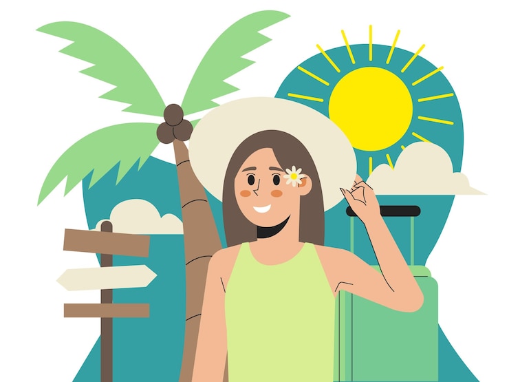 Vecteur fille en illustration vectorielle de vacances