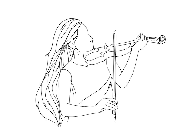 Fille jouant du violon dessin d'art en ligne