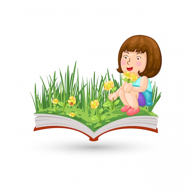 Une Fille Avec Le Livre De Floraison