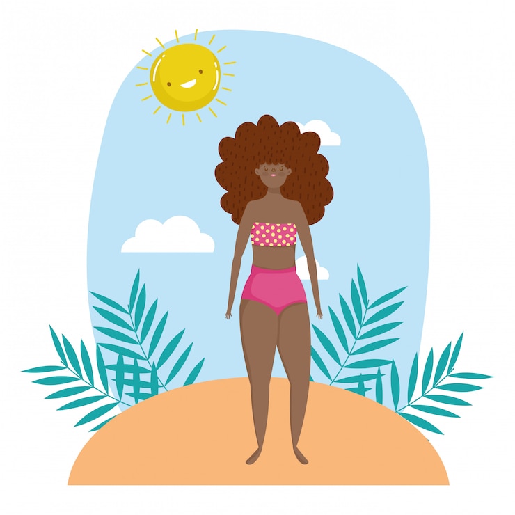 Vecteur fille avec maillot de bain d'été