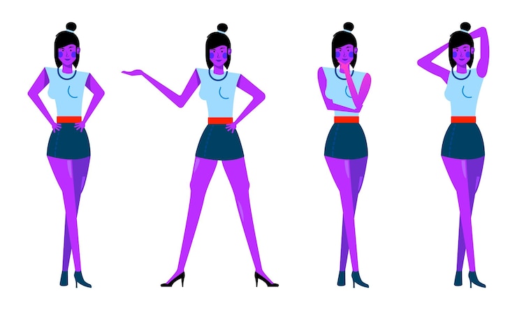 Vecteur fille modèle posant avec illustration vectorielle plane tenue à la mode pour élément de conception, affiche