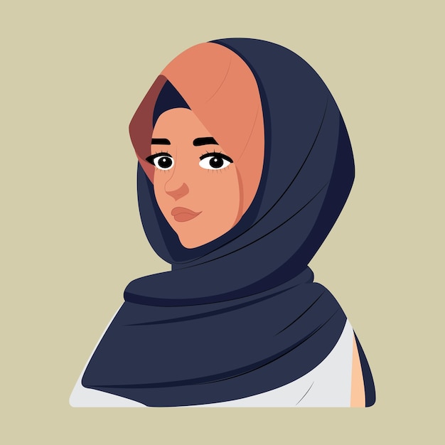 Fille musulmane mignonne esthétique avec Hijab Illustration vectorielle détaillée d'avatar plat.