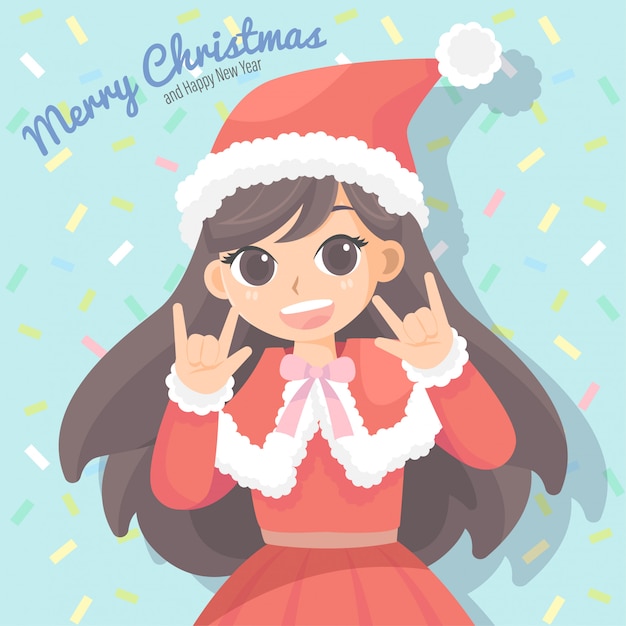 Fille De Noël De Dessin Animé Mignon