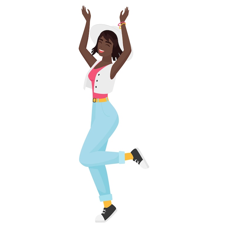 Vecteur une fille noire hipster excitée