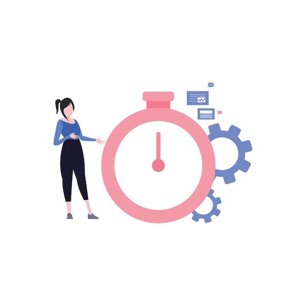 La fille pointe le chronomètre