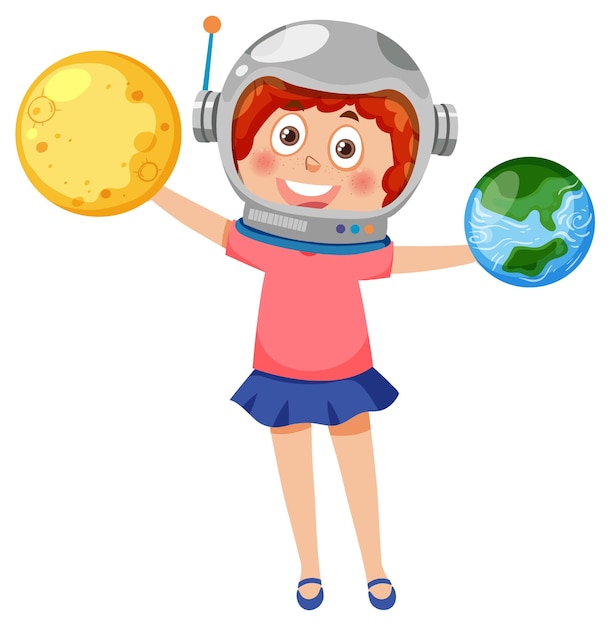 Une Fille Portant Un Casque D'astronaute