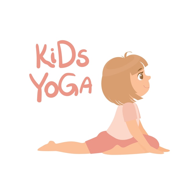 Fille En Posture De Yoga Avec Des Enfants