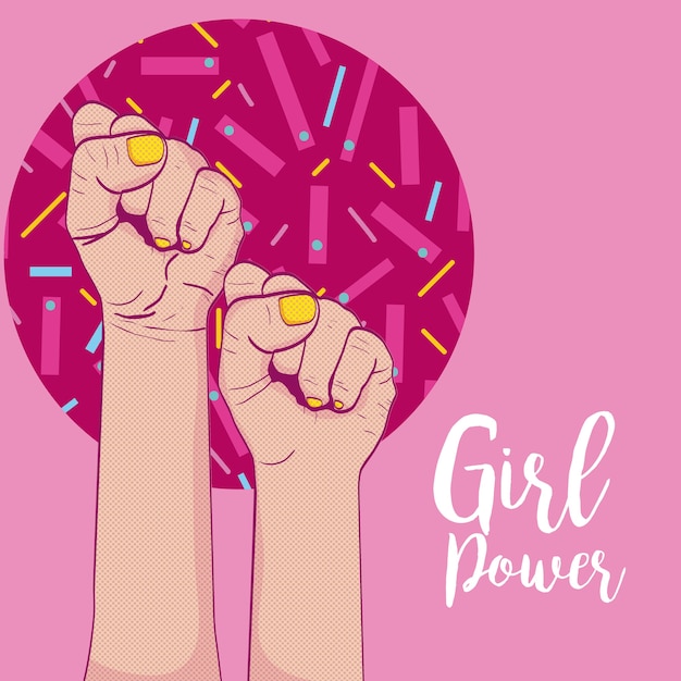 Fille Power Memphis Style Vector Illustration Graphisme