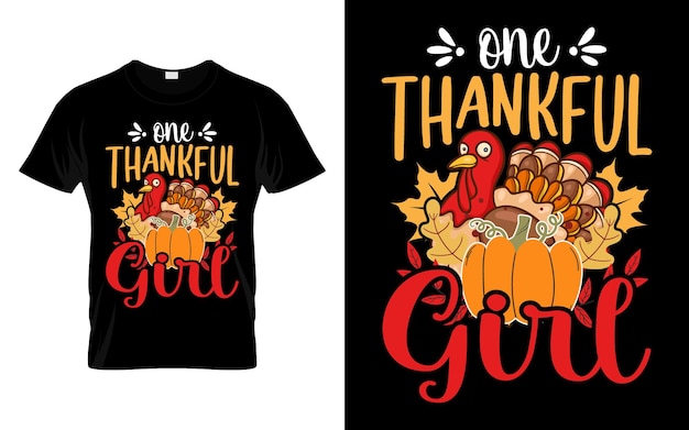 Une fille reconnaissante drôle Thanksgiving Turquie t-shirt vecteur de conception