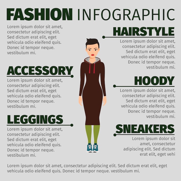 Vecteur fille en robe longue mode infographique