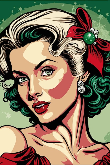 Fille de Santa pop art sexy. Pin up Santa girl.Vector illustration pour une carte ou une affiche