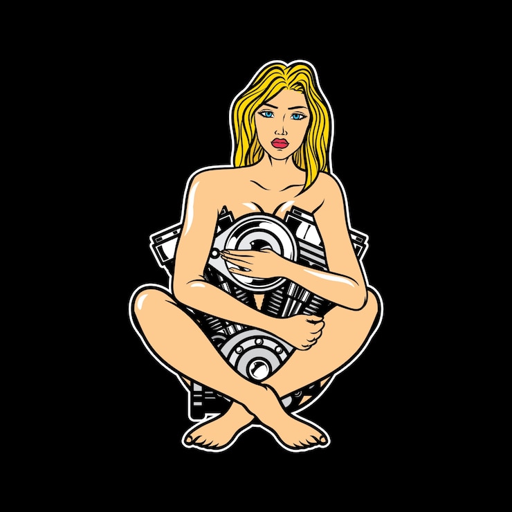Vecteur fille sexy hug moteur double