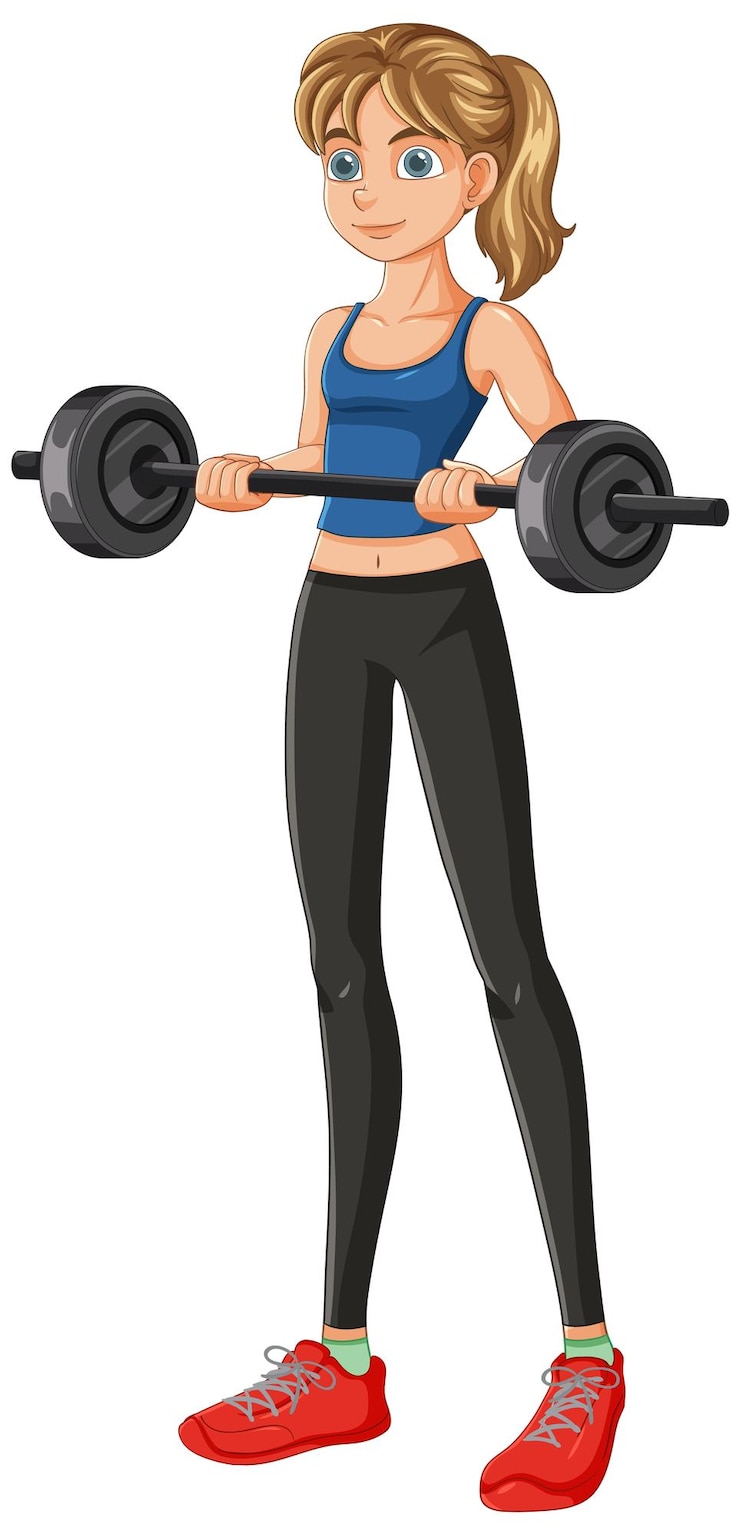 Vecteur la fille soulève des poids de fitness