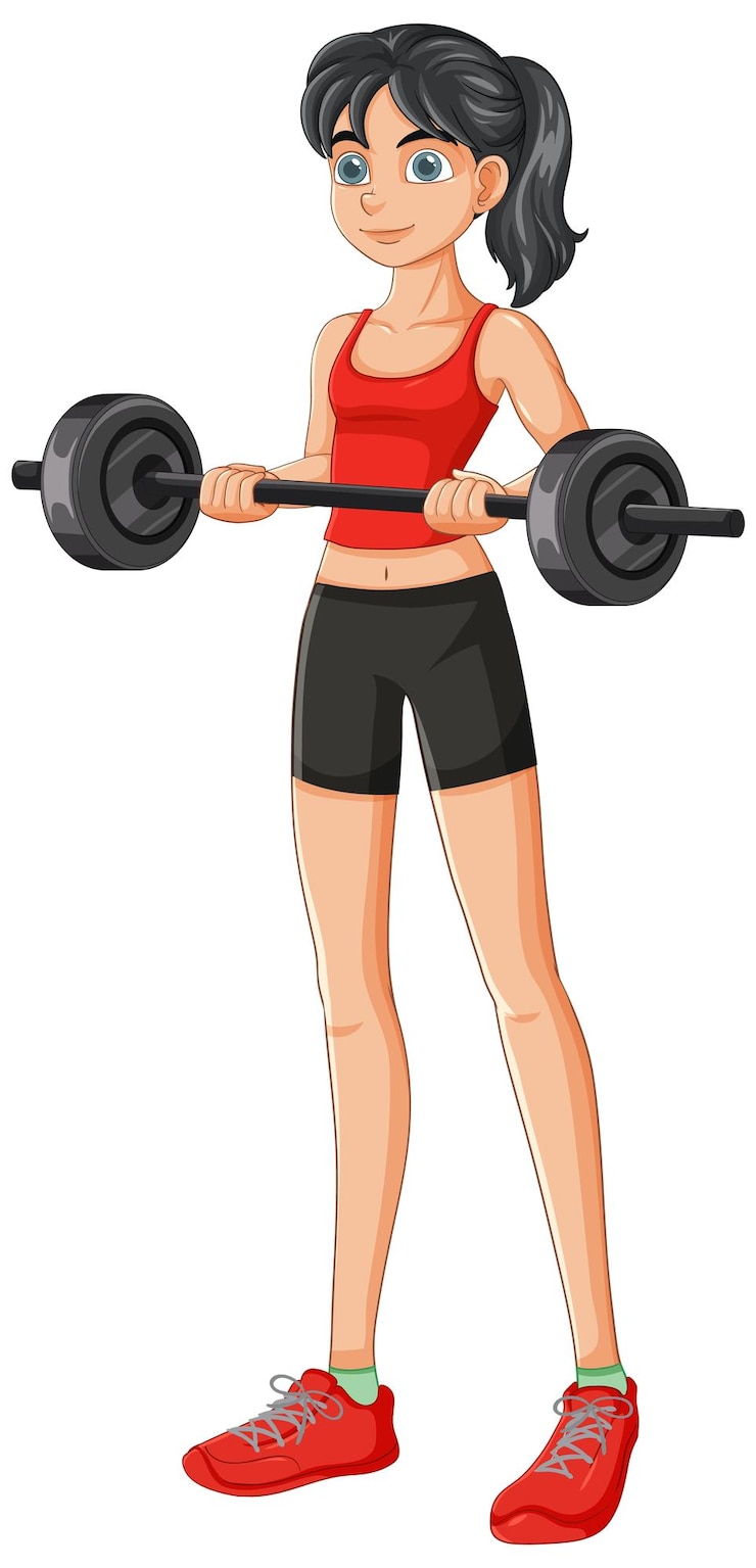 Vecteur la fille soulève des poids de fitness