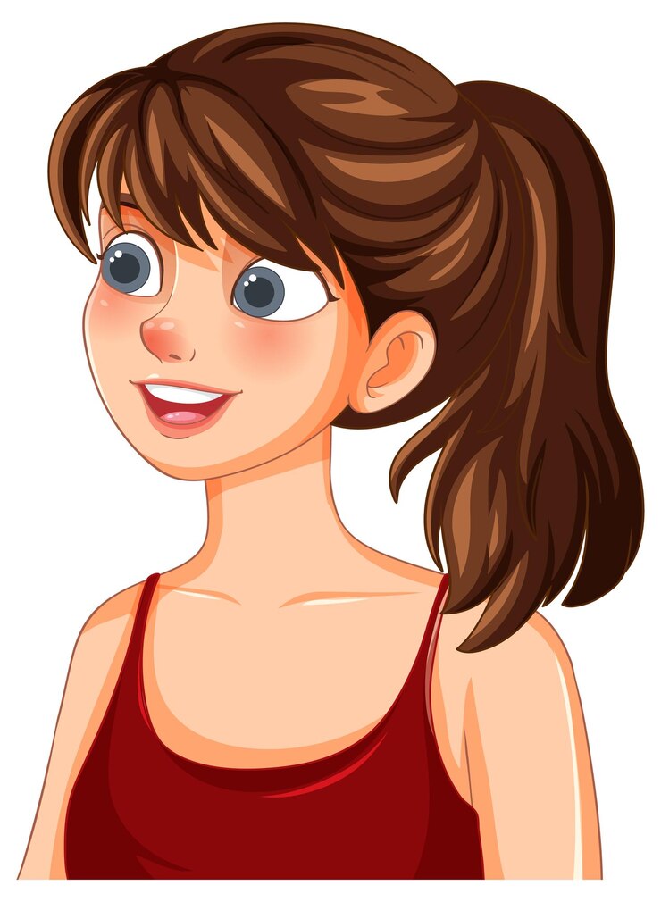 Vecteur la fille souriante aux cheveux bruns