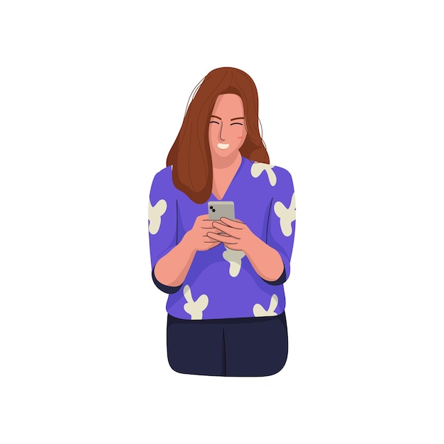 Une fille en train de discuter avec son téléphone