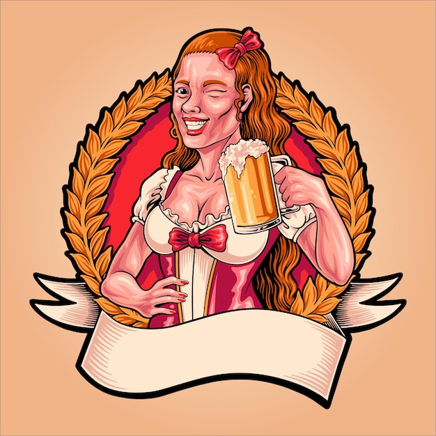 Fille Avec Un Verre De Bière Oktoberfest